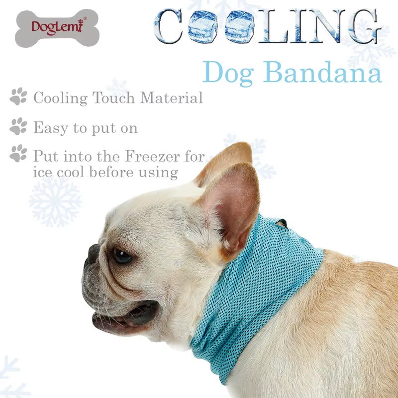 Breathable Cooling Dog Bandana Scarf for Pet Small Dogs Bulldog Summer Polyester Sunstroke Cooling Neck Wrap Dog Collar Perro