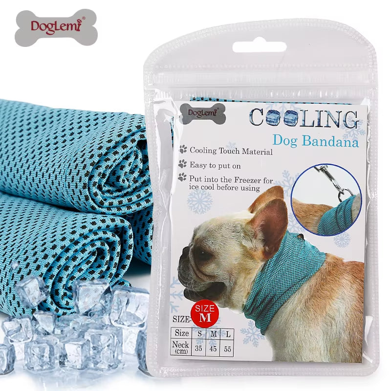 Breathable Cooling Dog Bandana Scarf for Pet Small Dogs Bulldog Summer Polyester Sunstroke Cooling Neck Wrap Dog Collar Perro