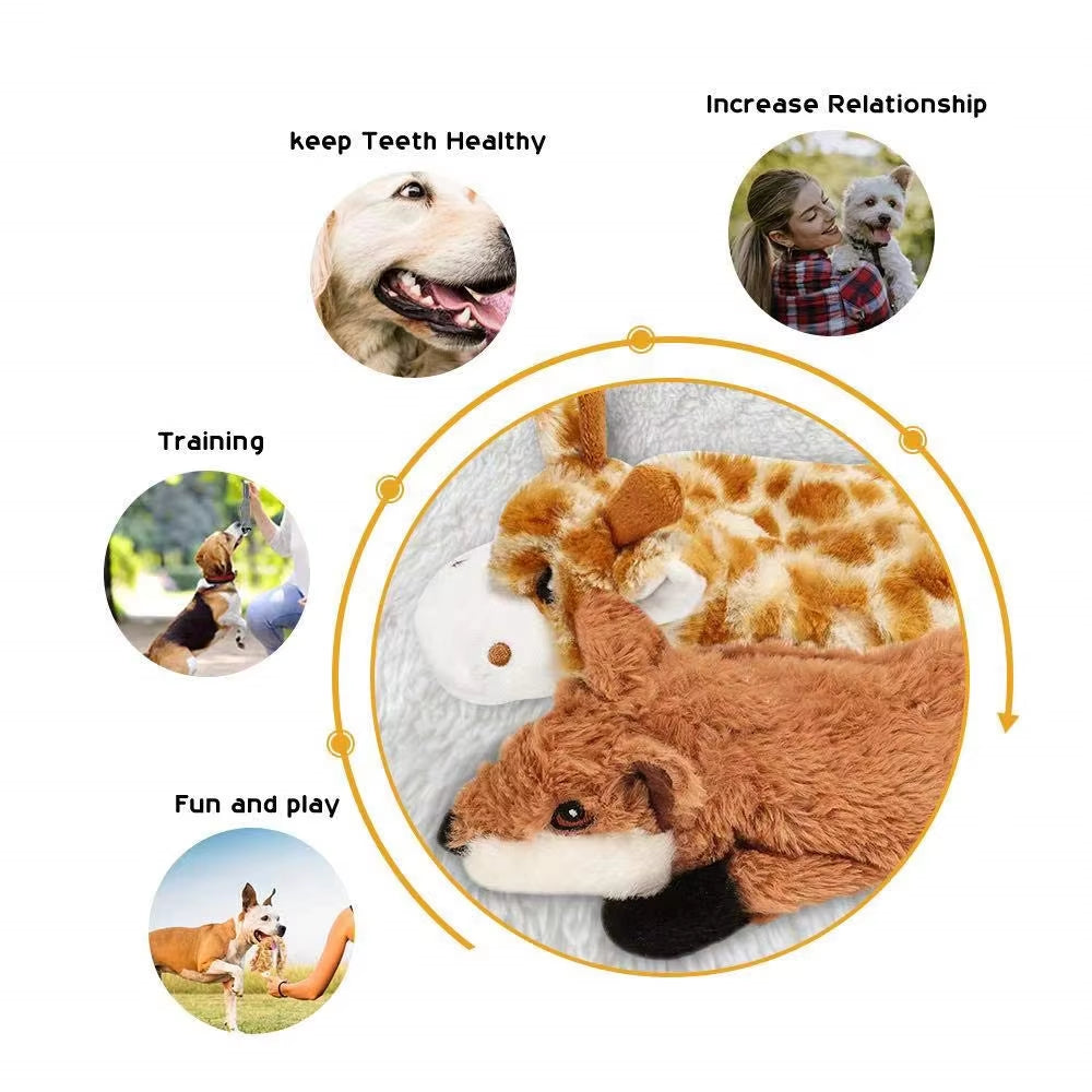 Dog Chew Toys Squeaker Squeaky Pet Dog Plush Toys Stuffingless Fox Fur Toys for Small Medium Large Dog Pets Supplies 1PC