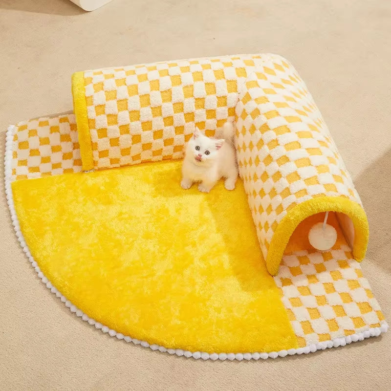 Cat Bed Can Play Cat Tunnel Dog House Bed Kitten Dog Basket Bed Cute Cat House Home Mat Pet Kennel Products Cama Para Gatos