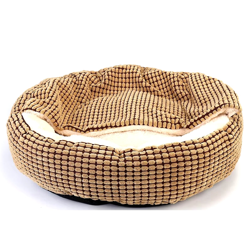 Cozy Dog Bed Hooded Fluffy Orthopedic round Donut Pet Cuddler Anxiety Calming Bed Washable Soft Nonslip Puppy Cat Cave