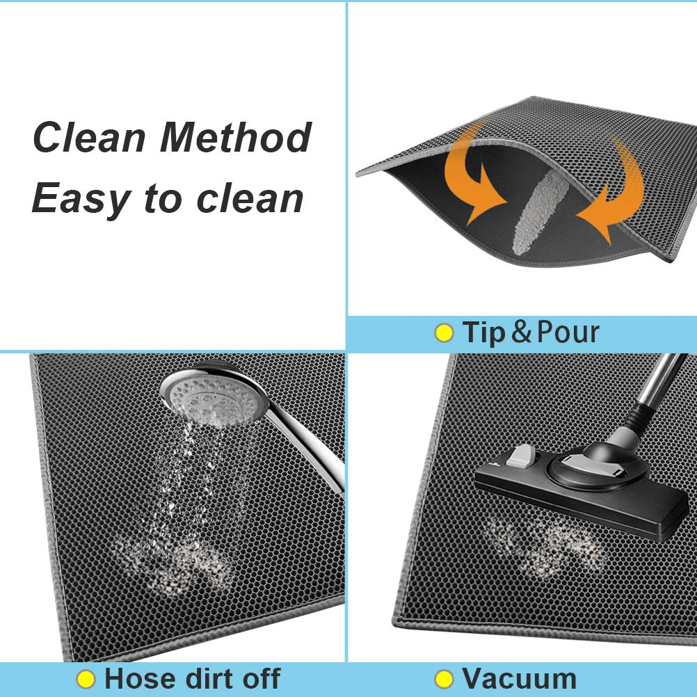 Kitty Cat Litter Mat Trapping Honeycomb Double Layer Design Waterproof Double Layer EVA Cat Litter Pad Waterproof Non-Slip Sand Basin Filter Kitten Dog Washable Mattress