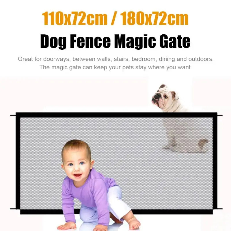 Pet Dog Barrier Fences with 4Pcs Hook Pet Isolated Network Stairs Gate New Folding Breathable Mesh Playpen for Dog Safety Fence