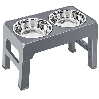 Dog Bowls Double Adjustable Elevated Feeder Pet Feeding Raise Stainless Steel Cat Food Water Bowls with Stand Lift Dining Tabel