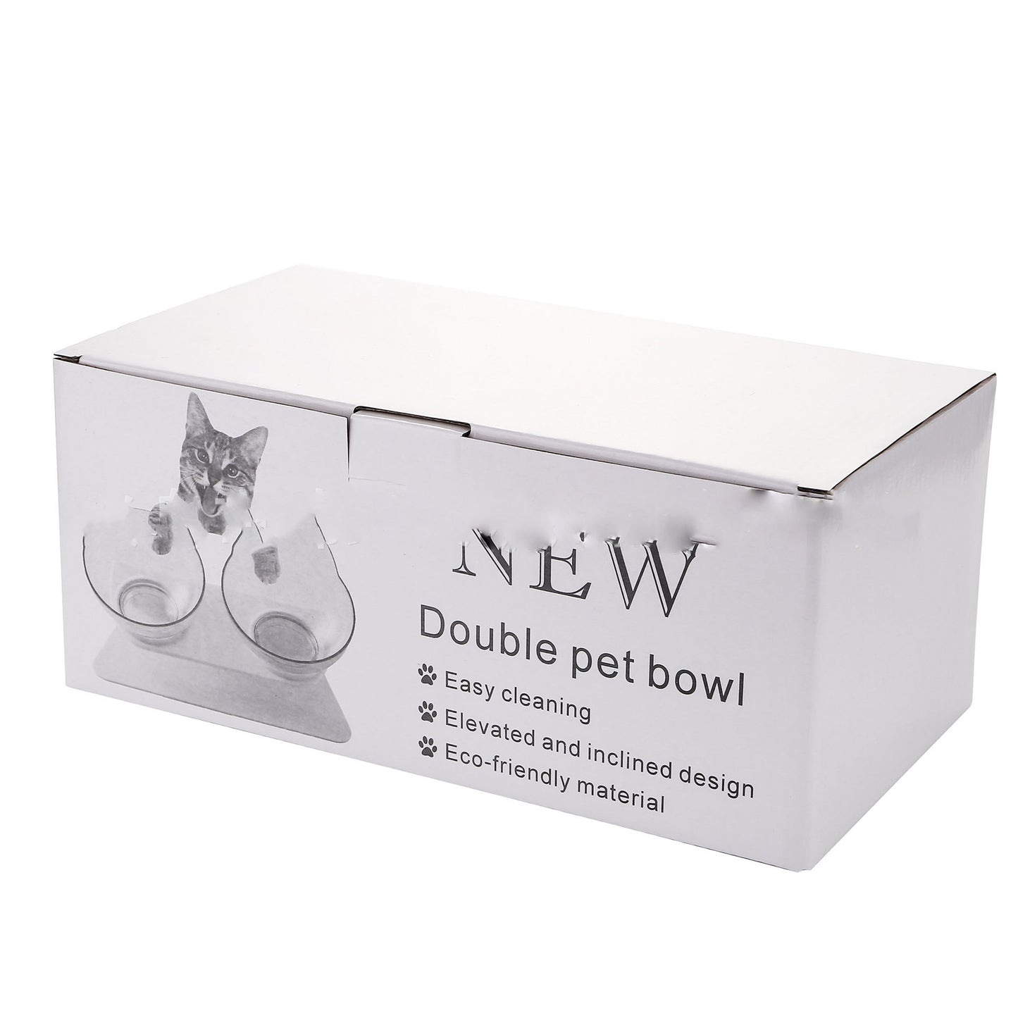 Non Slip Double Cat Bowl with Raised Stand Pet Food Cat Feeder Protect Cervical Vertebra Dog Bowl Transparent Pet Products