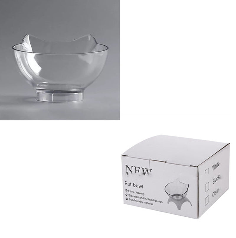 Non Slip Double Cat Bowl with Raised Stand Pet Food Cat Feeder Protect Cervical Vertebra Dog Bowl Transparent Pet Products