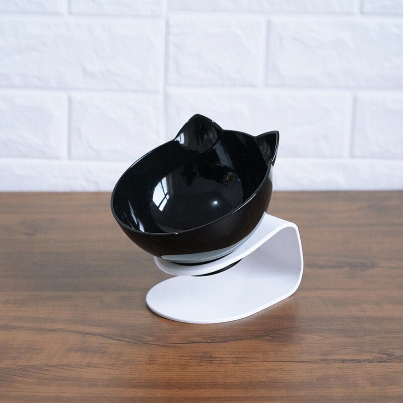 Non Slip Double Cat Bowl with Raised Stand Pet Food Cat Feeder Protect Cervical Vertebra Dog Bowl Transparent Pet Products