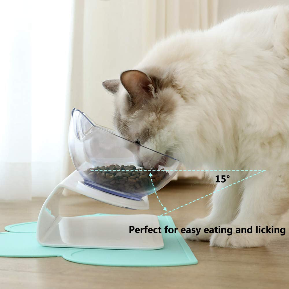 Non Slip Double Cat Bowl with Raised Stand Pet Food Cat Feeder Protect Cervical Vertebra Dog Bowl Transparent Pet Products