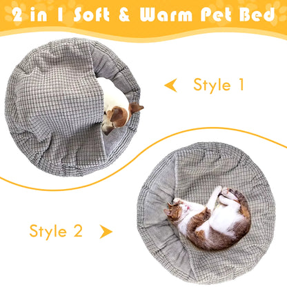 Cozy Dog Bed Hooded Fluffy Orthopedic round Donut Pet Cuddler Anxiety Calming Bed Washable Soft Nonslip Puppy Cat Cave