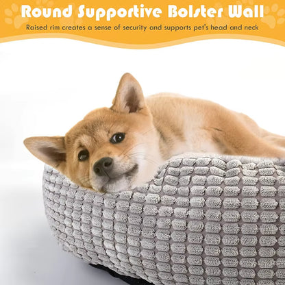 Cozy Dog Bed Hooded Fluffy Orthopedic round Donut Pet Cuddler Anxiety Calming Bed Washable Soft Nonslip Puppy Cat Cave