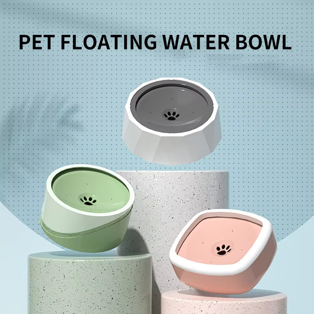 Floating Non-Wetting Mouth Cat Bowl without Spill, Drinking Water Dispenser, Anti-Over Dog Bowl, 1L, 1.5L