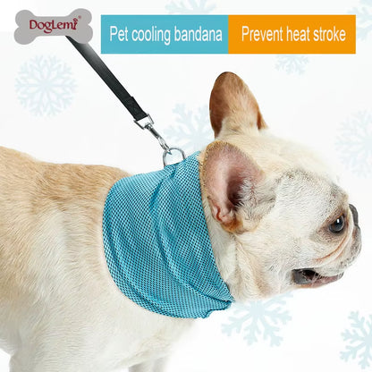 Breathable Cooling Dog Bandana Scarf for Pet Small Dogs Bulldog Summer Polyester Sunstroke Cooling Neck Wrap Dog Collar Perro