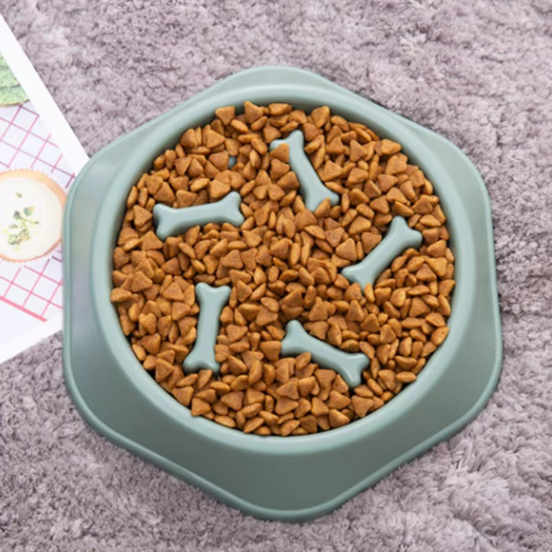 Pet Slow Food Bowl Anti-Choking Feeder PP Plastic Dish Bowl Home Dog Eating Plate Anti-Gulping Feeding Supplies