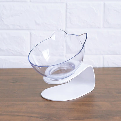 Non Slip Double Cat Bowl with Raised Stand Pet Food Cat Feeder Protect Cervical Vertebra Dog Bowl Transparent Pet Products