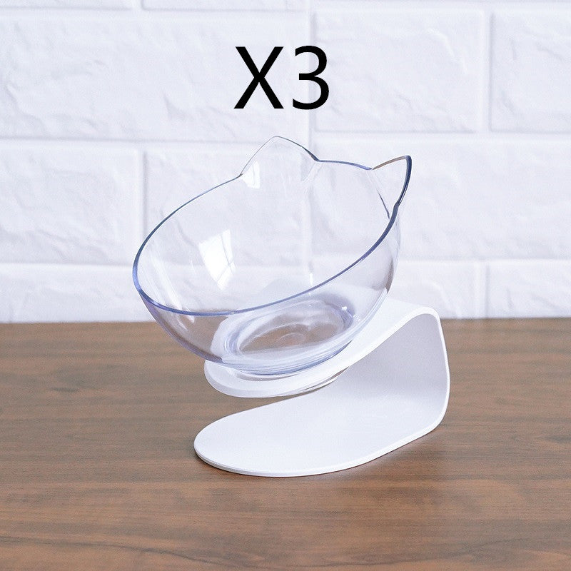 Non Slip Double Cat Bowl with Raised Stand Pet Food Cat Feeder Protect Cervical Vertebra Dog Bowl Transparent Pet Products