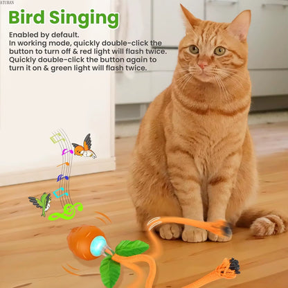 Interactive Cat Toys for Indoor Cats,Usb Rechargeable Motion Activate Electric Cat Toy,Moving Kitten Toy,Simulation Bird Singing