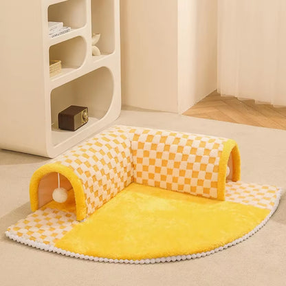 Cat Bed Can Play Cat Tunnel Dog House Bed Kitten Dog Basket Bed Cute Cat House Home Mat Pet Kennel Products Cama Para Gatos