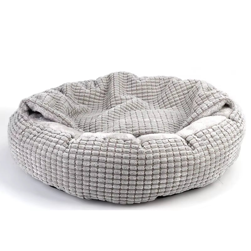 Cozy Dog Bed Hooded Fluffy Orthopedic round Donut Pet Cuddler Anxiety Calming Bed Washable Soft Nonslip Puppy Cat Cave