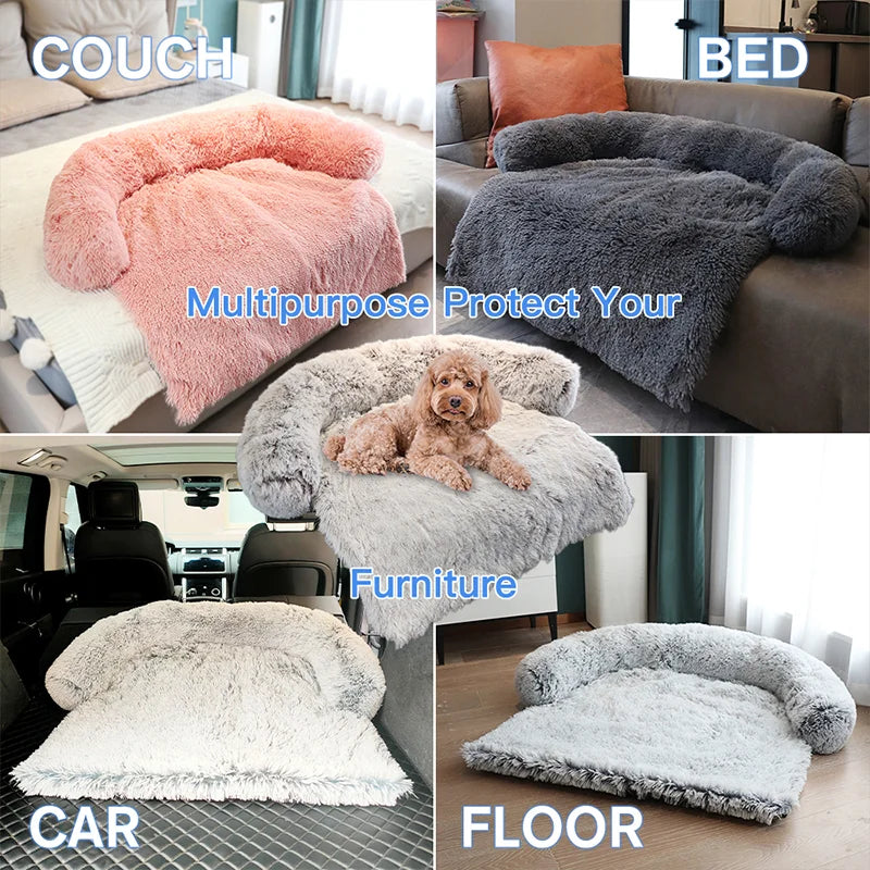 Removable Plush Pet Large Dog Bed Sofa House Mat Kennel Winter Warm Cat Pad Washable Calming Cushion Blanket Cover Nest Car New