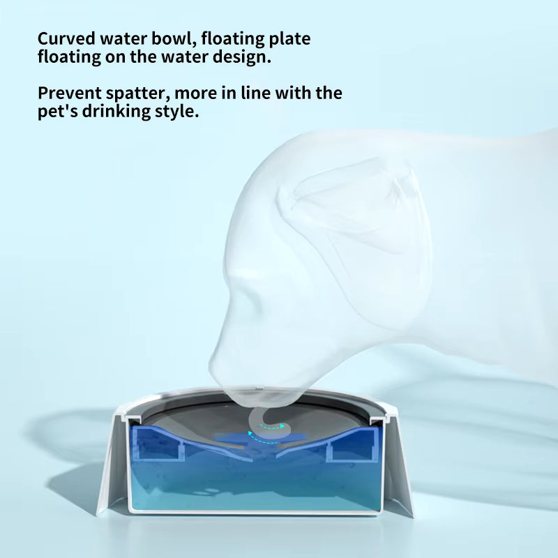 Floating Non-Wetting Mouth Cat Bowl without Spill, Drinking Water Dispenser, Anti-Over Dog Bowl, 1L, 1.5L