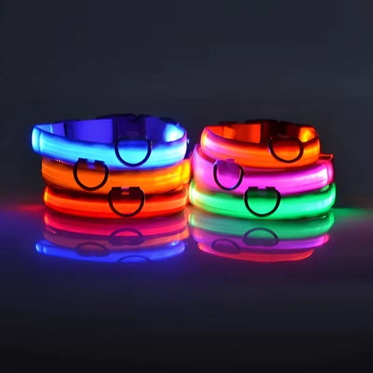 Dog Collar Nylon LED Night Safety Flashing Glow in the Dark Pet Dog Leash Pet Dogs Luminous Fluorescent Dog Accessories Collar